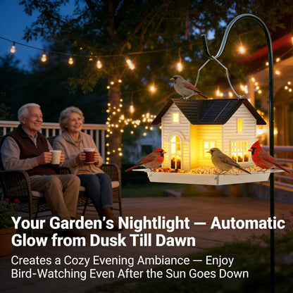 🏠Solar‐Powered Hanging Bird Feeder with Glow – Sturdy Metal Hopper Design🌙🐦