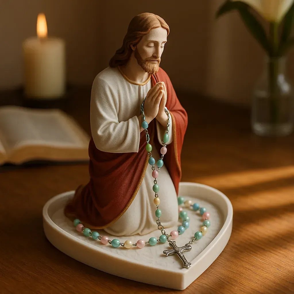 🙏Handmade Virgin Mary Rosary Holder📿Catholic Prayer Beads Display
