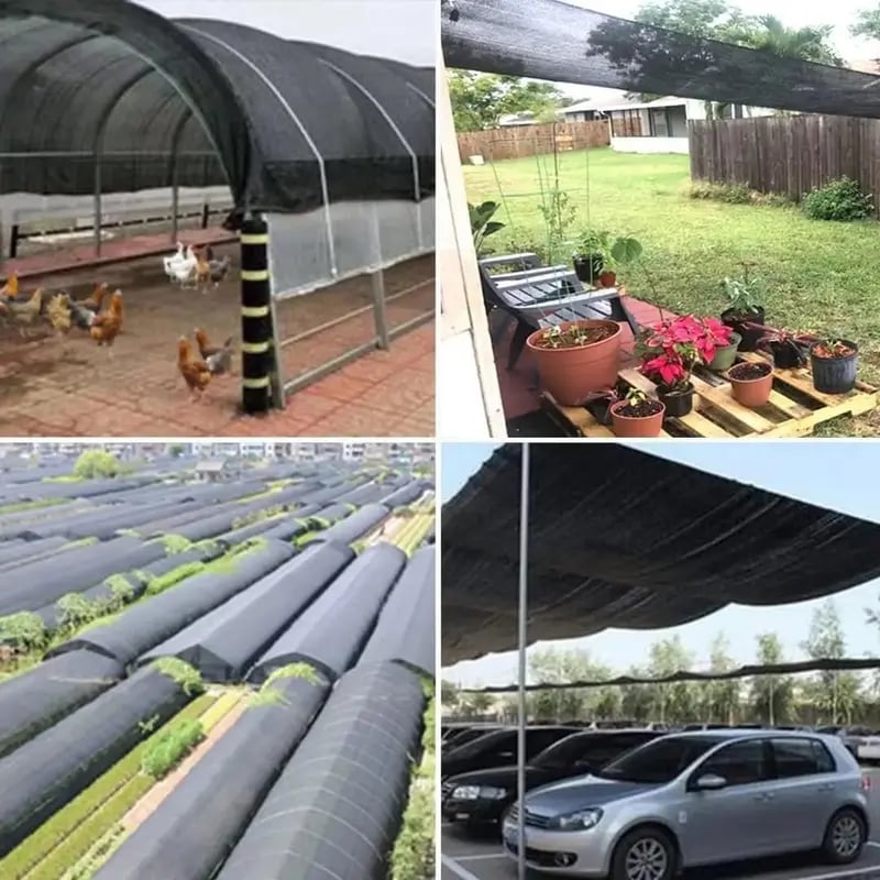 90% Blackout Cloth (Black) - 10 x 13ft UV-Resistant Shade Net with Reinforced Rivets