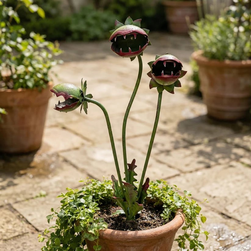 ⏰ Last Day 50% Off: 🪴 Whimsical Metal Carnivorous Plant Garden Stake