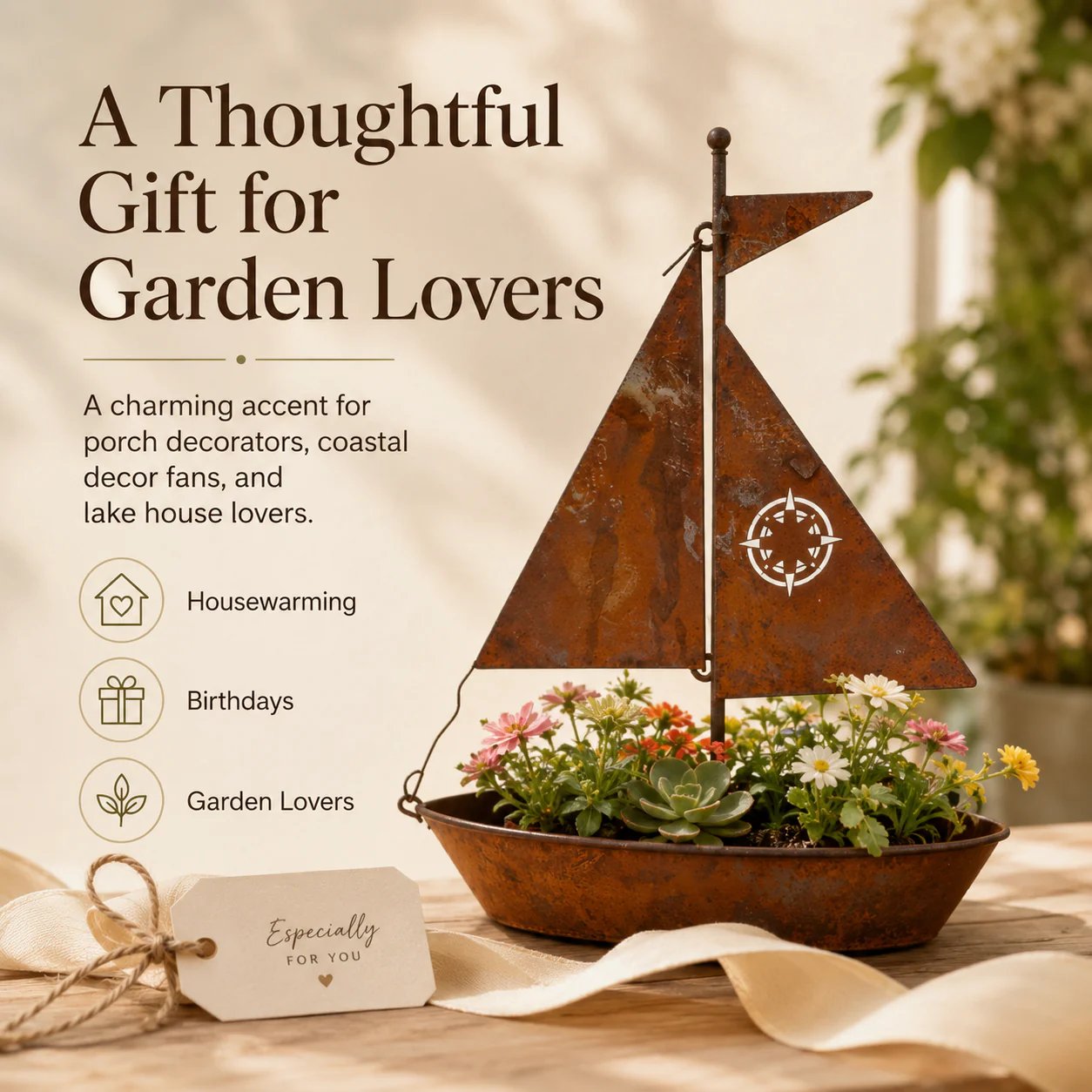 🎁Last Day 49% OFF🌼Rustic Sailboat Metal Planter