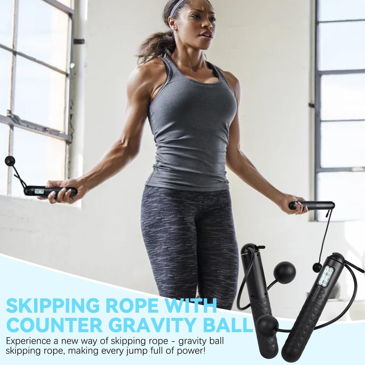 Skipping Rope with Counter, Cordless Jump Rope, Smart Weighted Jump Rope