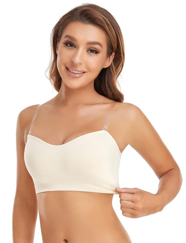 Strapless Bras for Women, Non-Slip Silicone Padded Bandeau Bra