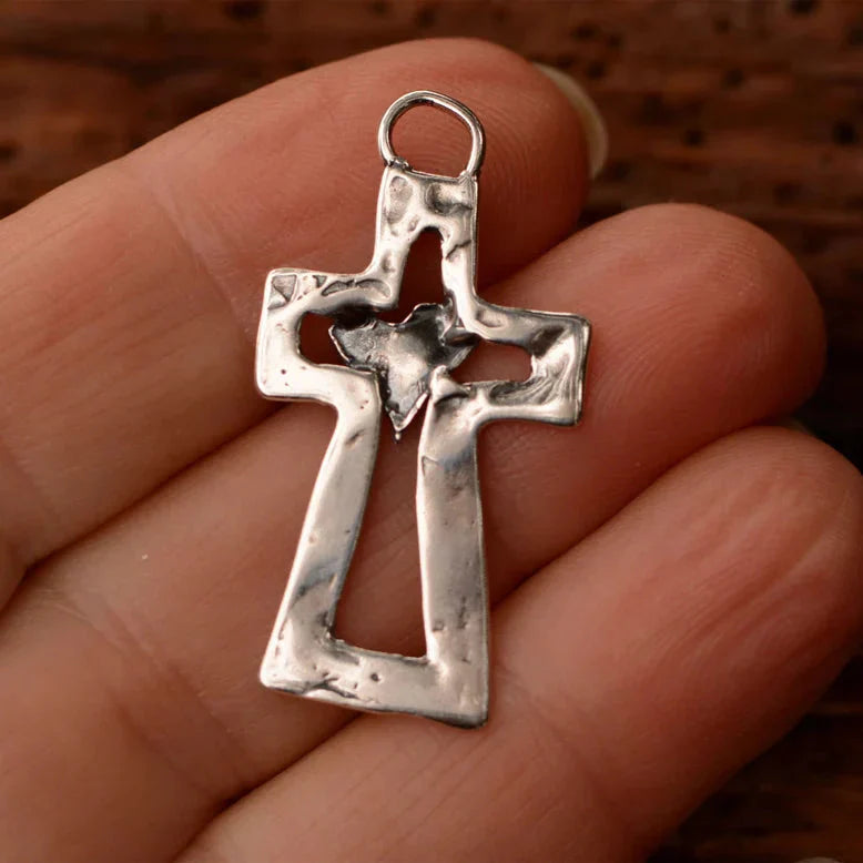 ✝️100% Handmade Silver Cross Healing Heart