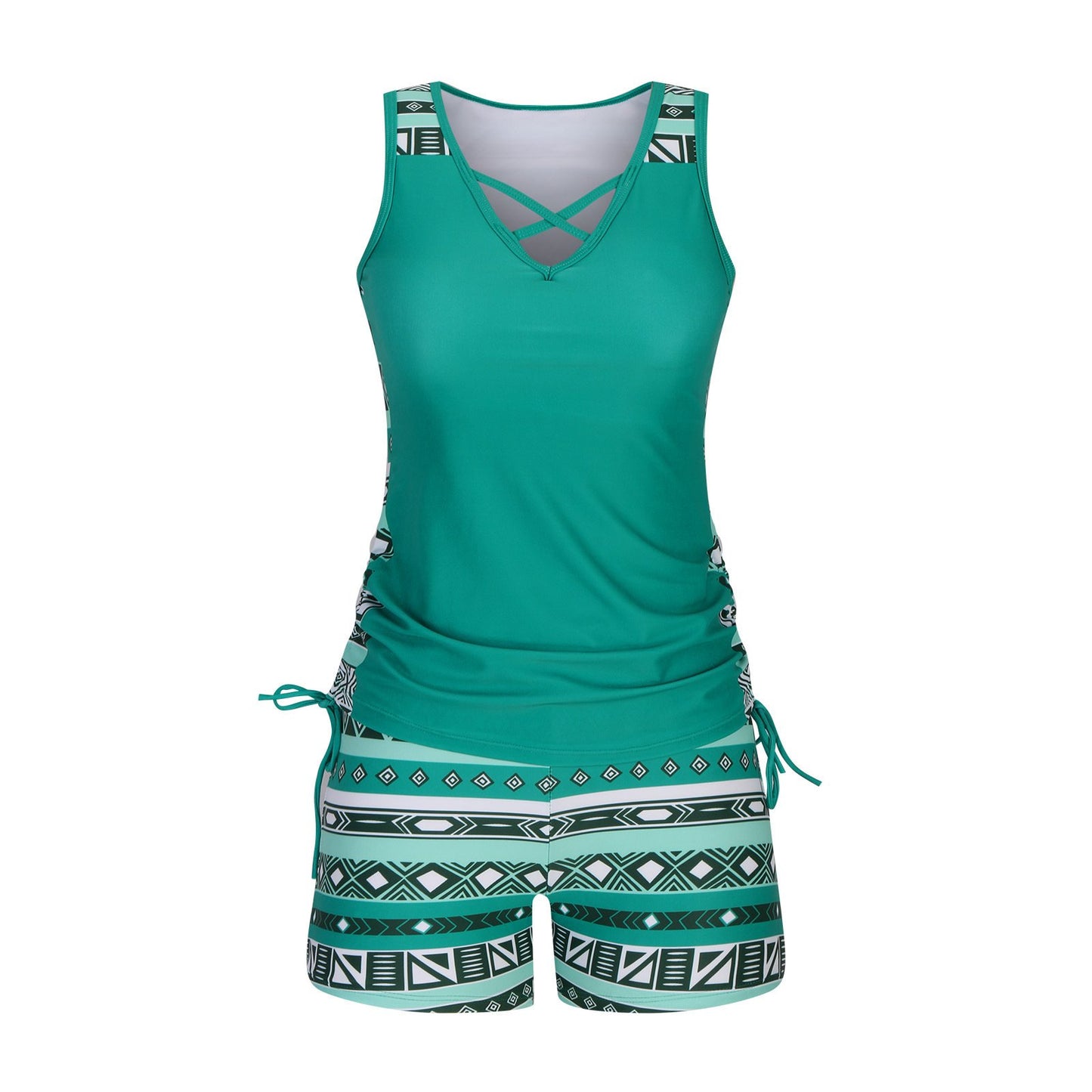 ⏰Miraclesuit Women's Tummy Control Tankini Set with Built-In Bra – Flattering Boho Swimwear with Shorts🔥 Buy 2 Free Shipping