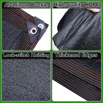 90% Blackout Cloth (Black) - 10 x 13ft UV-Resistant Shade Net with Reinforced Rivets