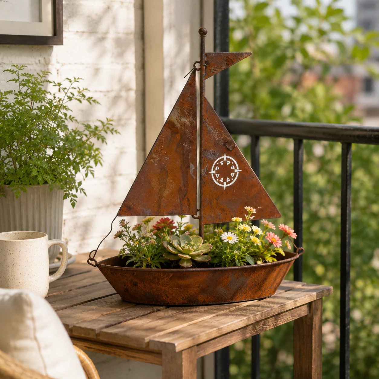 🎁Last Day 49% OFF🌼Rustic Sailboat Metal Planter