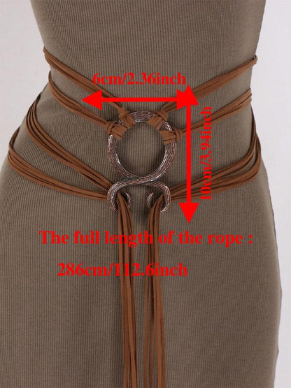 🔥2026 HOT SALE 49% OFF🔥Medieval Viking Braided Leather Belt Set, with Ring Buckle & Tassel Decorations
