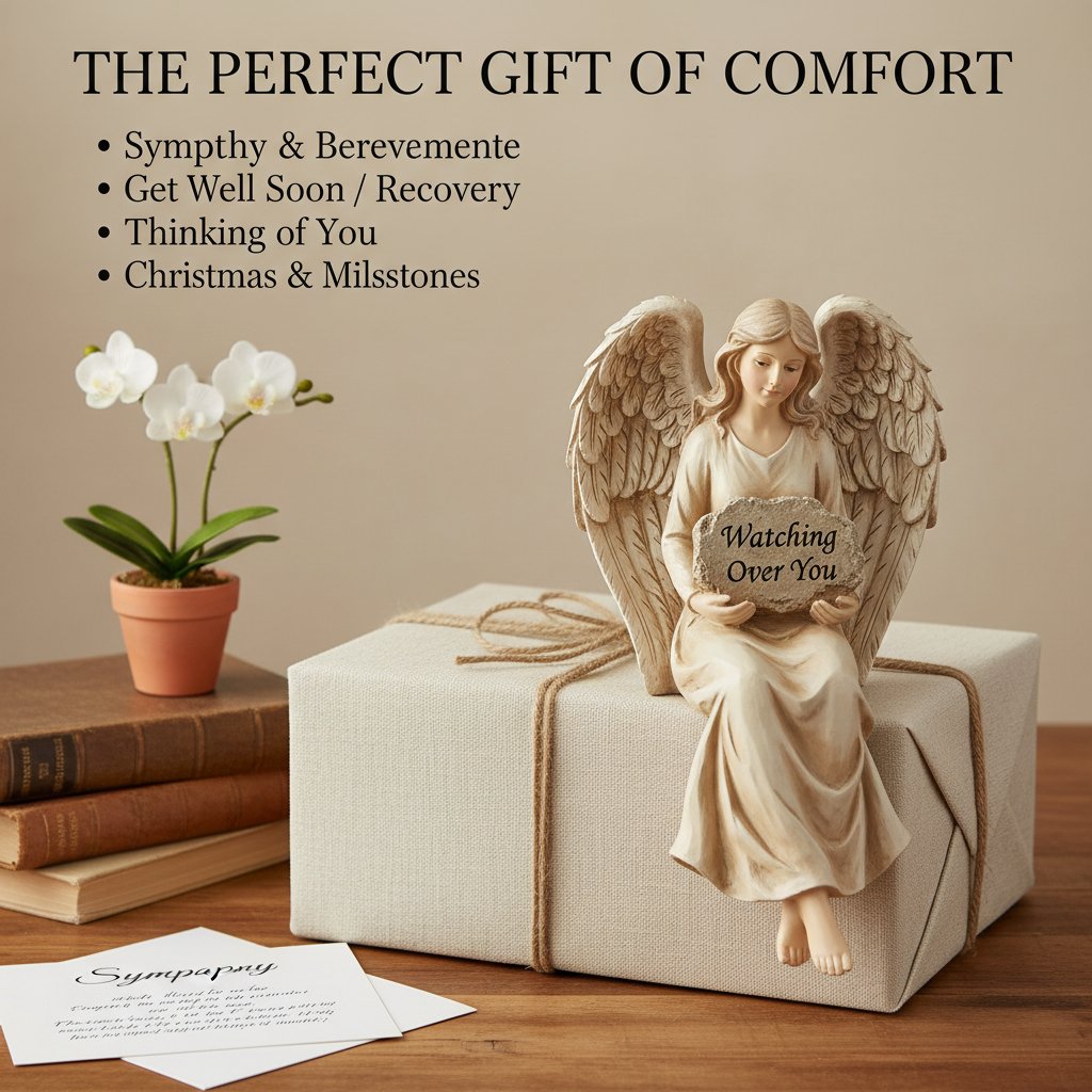 🔥Hot Sale 52% OFF -✨Handcrafted  Guardian Angel Shelf Sitter✝️Serene Desk Companion🙏The "Watching Over You"