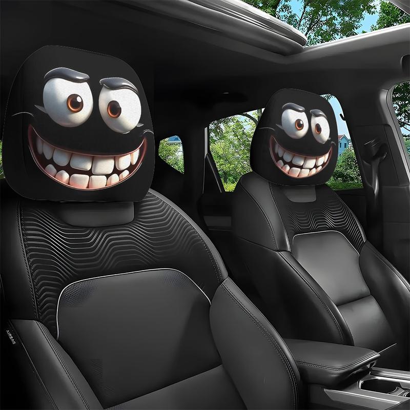 😆 Funny Cartoon Car Headrest Covers – 2PCS Universal Fit 🚗