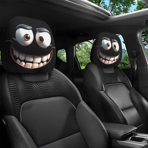 😆 Funny Cartoon Car Headrest Covers – 2PCS Universal Fit 🚗