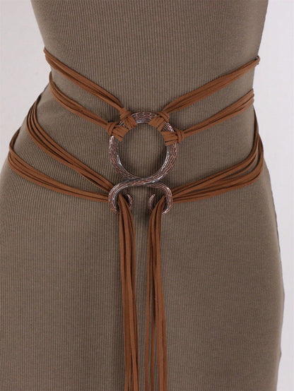 🔥2026 HOT SALE 49% OFF🔥Medieval Viking Braided Leather Belt Set, with Ring Buckle & Tassel Decorations