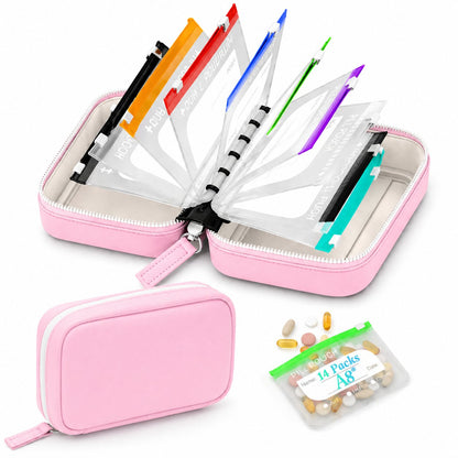 🏆Flash Sale⚡Waterproof Pill Organizer Pouch Set – 14 Removable, Color-Coded Bags, Easy to Label & Refill🔥