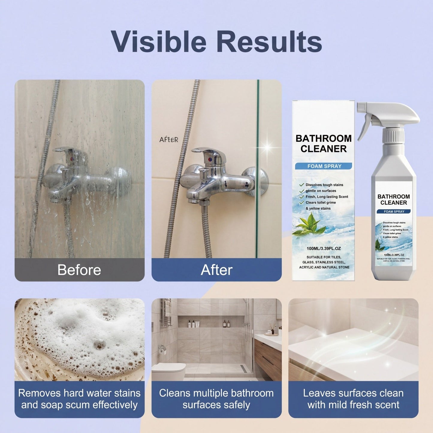 🧽Last Day 70% OFF🧴Gravity-Defying Bathroom Cleaner-Give away alloy brushes🎁