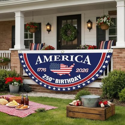 🇺🇸🗽USA 250th Anniversary Flag Half Round Banner🦅