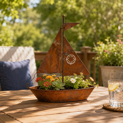🎁Last Day 49% OFF🌼Rustic Sailboat Metal Planter