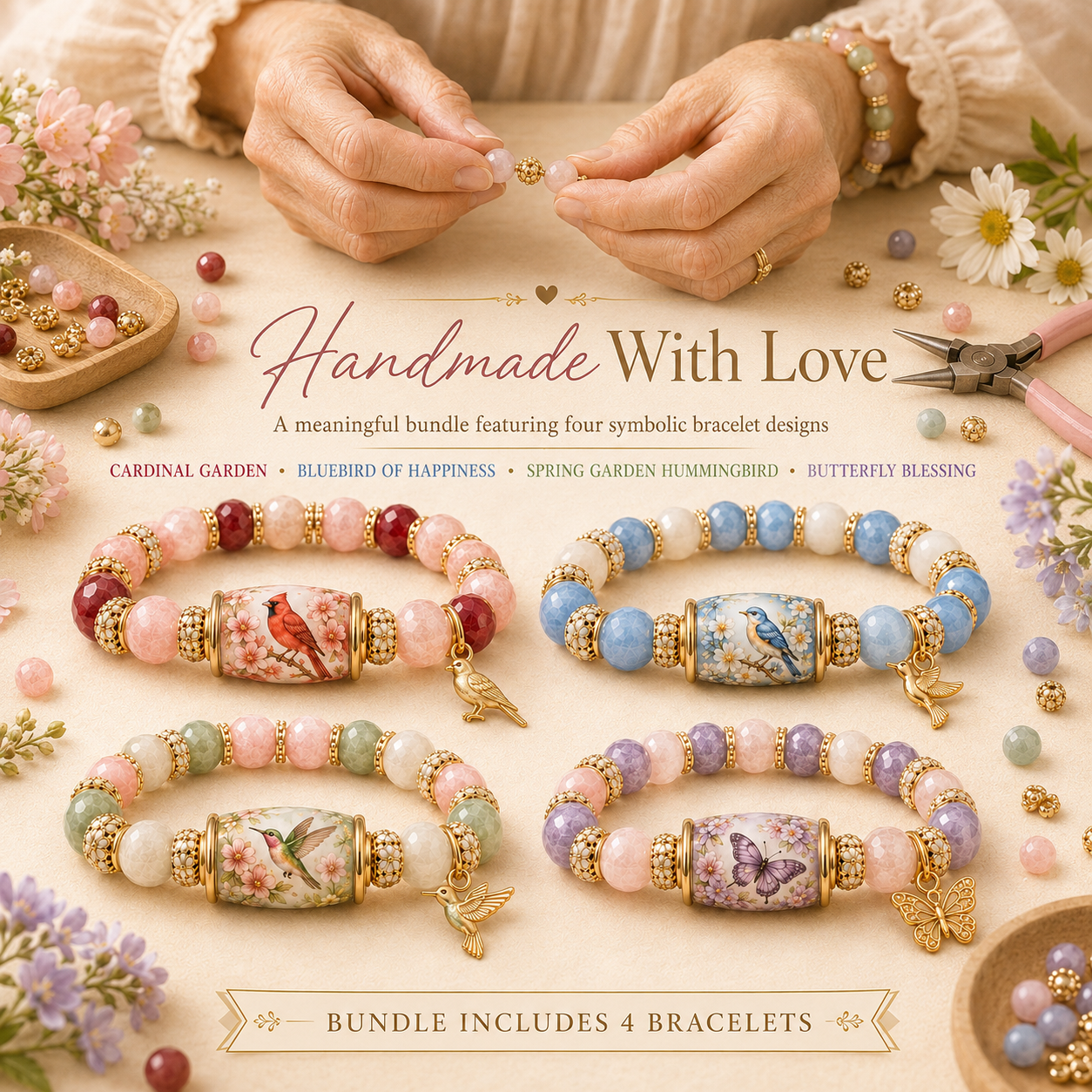 🐦 Love, Peace & Spring Blessings 💖 | 2026 Limited Edition Handmade Bracelet