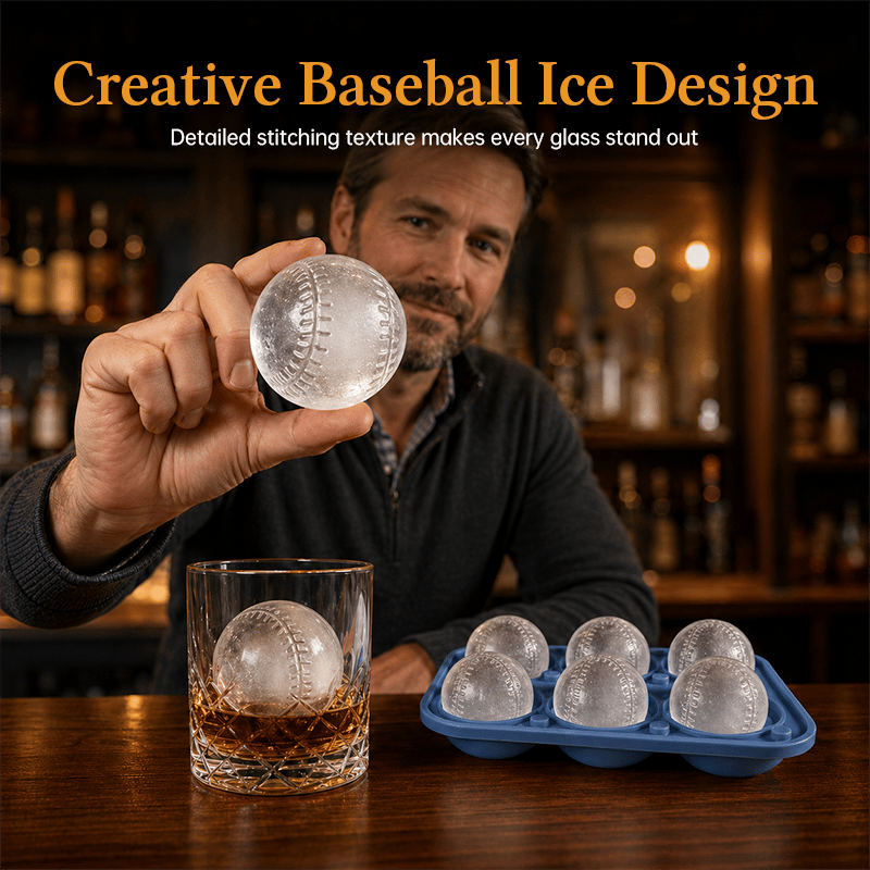 Baseball Ice Mold – Slow‑Melting Silicone Sphere Tray for Whiskey, Cocktails & More ⚾🧊