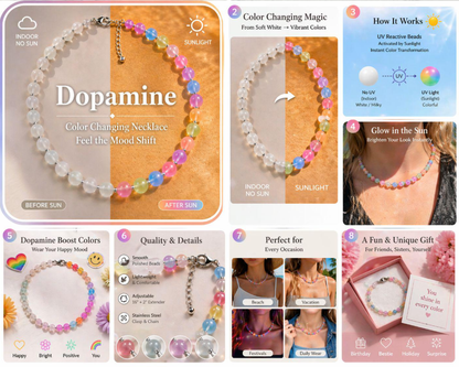 📿Sofia Dopamine Rainbow Beaded Choker Necklace-UV Reactive Waterproof Stainless Steel Stackable Summer Jewelry