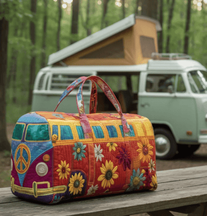 🎁Hippie Van Quilted Duffle Bag | Soft Travel Bag for Women & Men