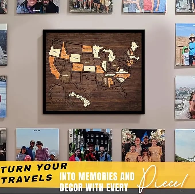 🌍 Wooden USA Travel Map Puzzle 🧩 – A Stylish Way to Track Your Journeys & Memories ✨ Limited Time Offer！
