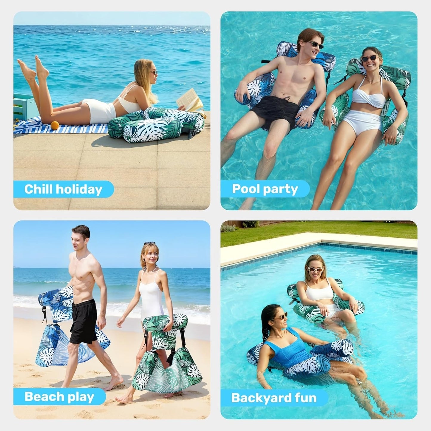 ⏰49% OFF✨Inflatable Pool Floats Adult,Floating Lounge Chairs