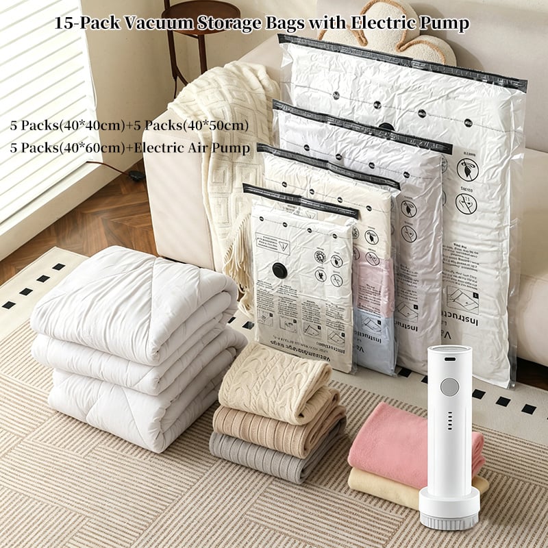 💥Flash Sale-60% OFF-15-Pack Vacuum Storage Bags with Electric Pump