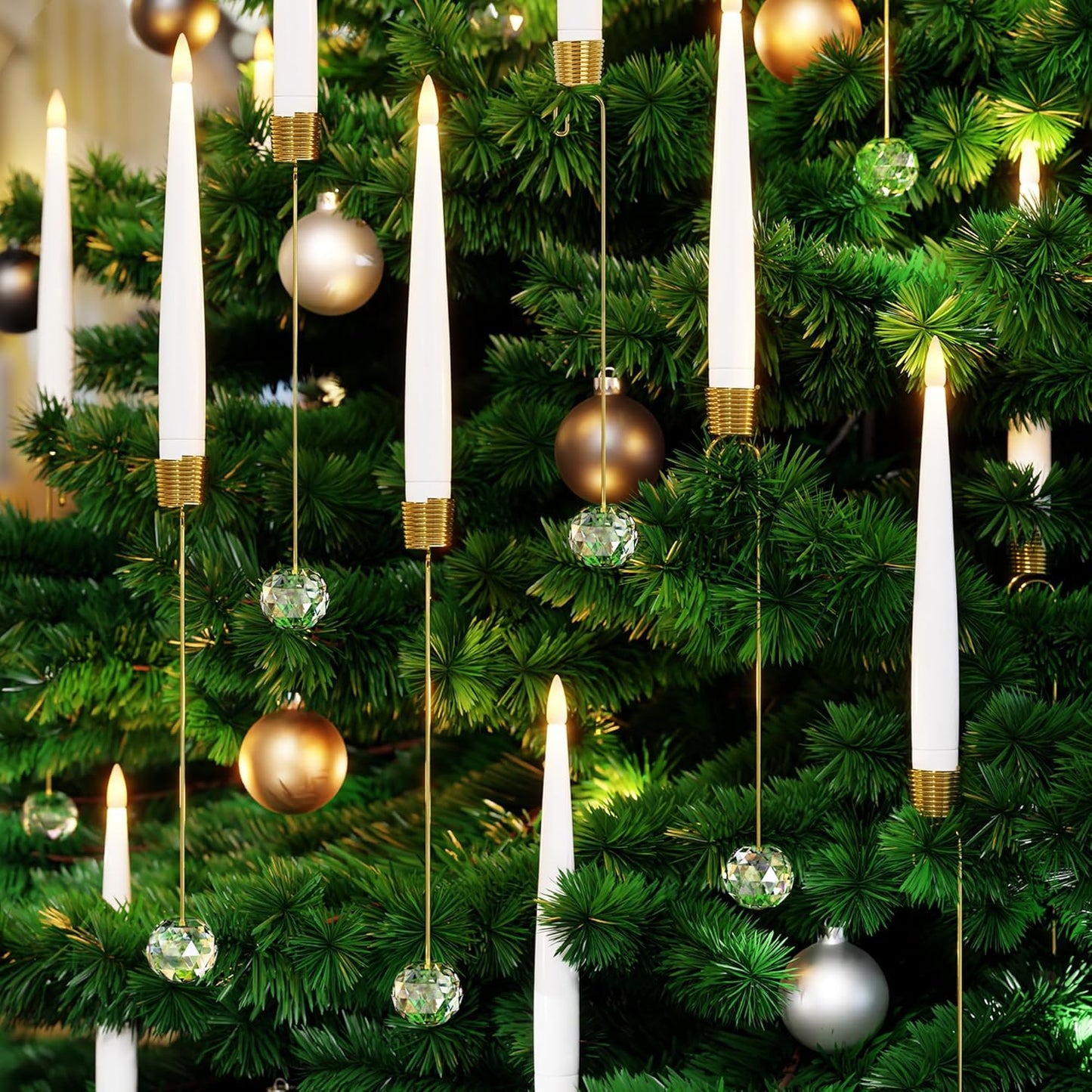 🎄Christmas Tree Led Candles with Clear Crystal Ball Hook