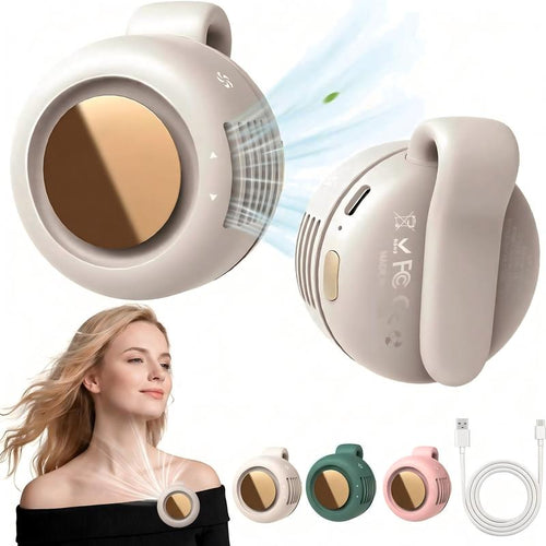 ❄️Mini Bladeless Clip Fan –5H Battery Life🔋Portable Rechargeable Silent Cooling Fan with 3 Speeds & 360° Rotation-AUX