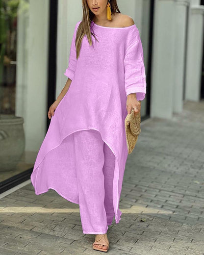 🔥SUMMER SALE🔥 Casual Irregular Long Sleeve Two-piece Set 💥 BUY 2 FREE SHIPPING