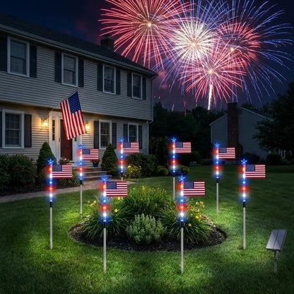 ⏰VIP Free Shipping-8 Solar American Flag Pathway Lights✨