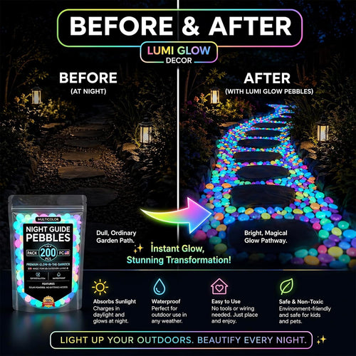 ⏰Hot Sale- 2026 Colorful Glow-in-the-Dark Garden Stones Night