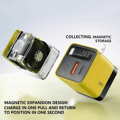 🔥3 in 1 GaN Charger,Scalable 80W MAX fast charger module with Type-C cable and 1 USB ports