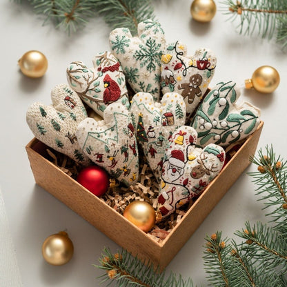 💖DIY Heart Shaped Hand Embroidered Christmas Ornament/Ornament Kit