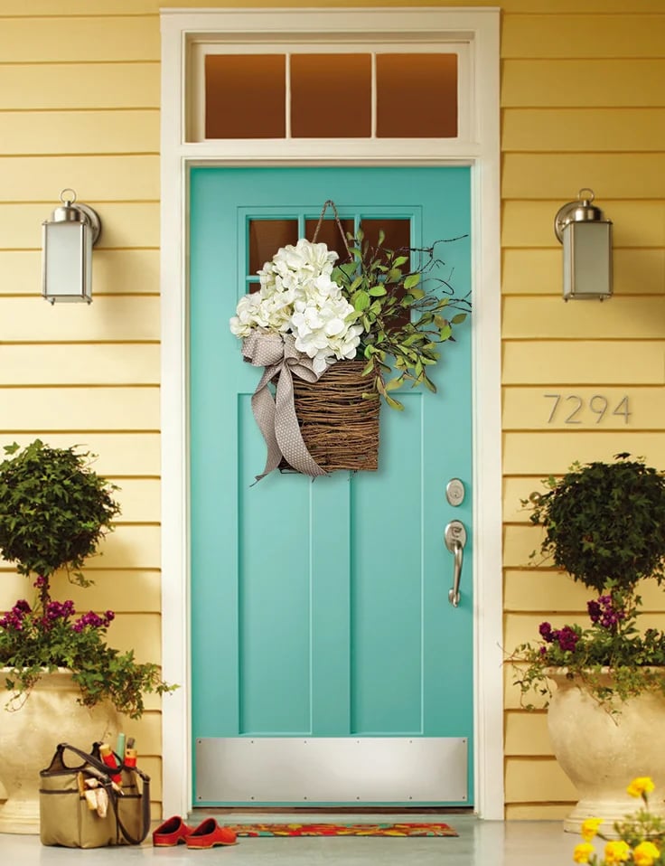 🎁Christmas Gift💐Cream Hydrangea Door Hanger Basket Wreath