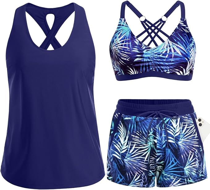 3 Piece Tankini with Shorts 🔥 Buy 2 Free Shipping