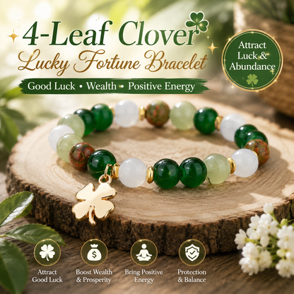 4-Leaf Clover Fortune Bracelet Carry Luck, Beauty, and Positive Energy Every Day-ZP