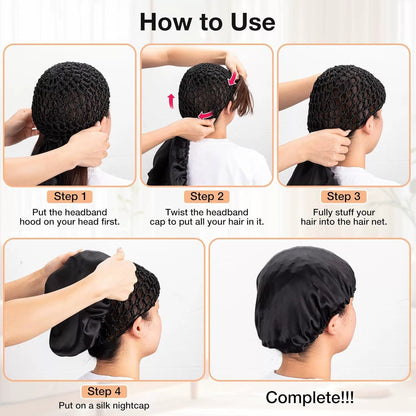 🔥HOT SALE 48% OFF -Detachable Satin Hair Wrap & Hair Net — 2-in-1 Design