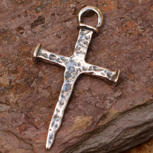 ✝️100% Handmade Silver Rustic Nail Cross
