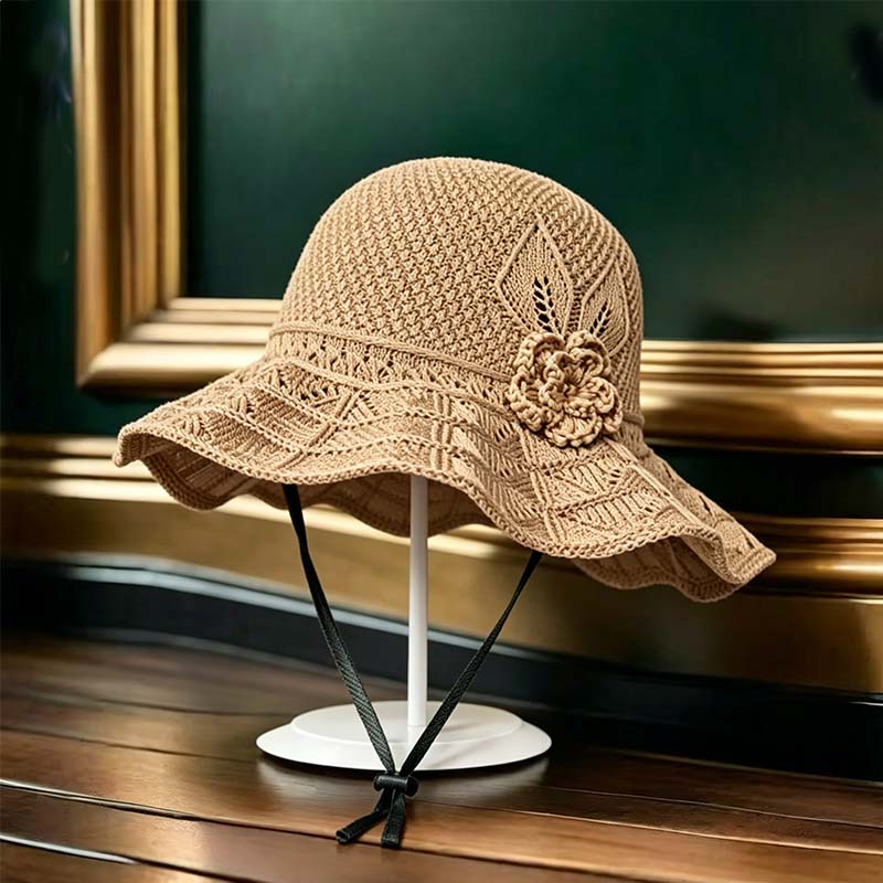 🌸 Women's Crochet Bucket Hat with Flower Accent – Last Day Limited Time Offer!